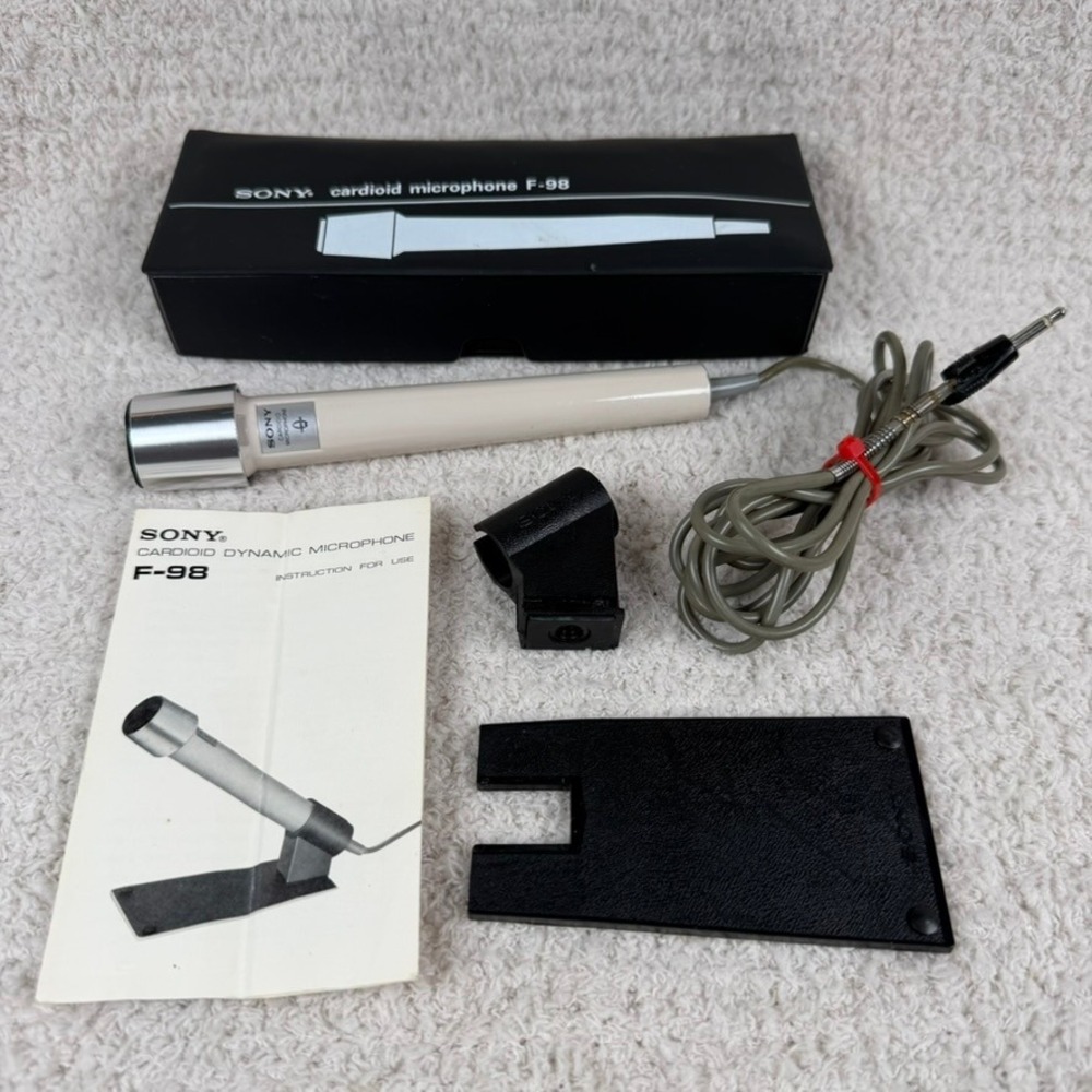 Sony F-98 Cardioid Dynamic Microphone Vintage Made in Japan with Case and Manual